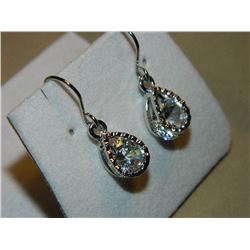 EARRINGS - SILVER TONE - CLEAR CRYSTALS IN NICKLE FREE SETTING