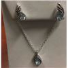 Image 1 : NEW EARRINGS & NECKLACE SET - NEW 2.5CT PEAR FACETED BLUE TOPAZ & DIAMONDS IN STERLING SILVER SETTIN