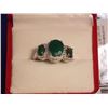 Image 1 : RING - TRINITY DESIGN - 2.95CT OVAL FACETED CENTER EMERALD & 2 OVAL FACETED SHOULDER EMERALDS - MULI
