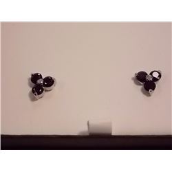 EARRINGS - NEW 2.04CT SAPPHIRE & DIAMOND IN STERLING SILVER FLOWER DESIGNED SETTING - INCLUDES CERTI