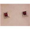 Image 1 : EARRINGS- NEW PRICESS FACETED GARNET & DIAMONDS IN STERLING SILVER SETTING - RETAIL ESTIMATE $250
