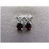Image 1 : EARRINGS - NEW GARNET & DIAMONDS IN STERLING SILVER SETTING - POST & BUTTERFLY BACKING - RETAIL ESTI