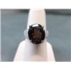 Image 2 : RING - BROWN TOPAZ & 24 WHITE TOPAZ IN STERLING SILVER SOLITAIRE SETTING - RETAIL ESTIMATE $300