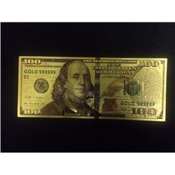 NEW STYLE HUNDRED DOLLAR 24K .999 GOLD FOIL BANK NOTES