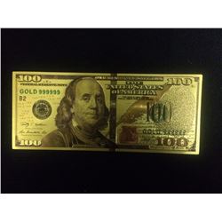 NEW STYLE HUNDRED DOLLAR 24K .999 GOLD FOIL BANK NOTES