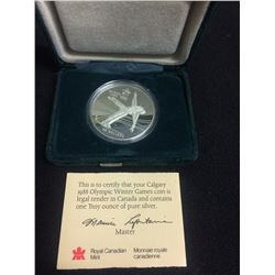1988 OLYMPIC WINTER GAMES 20 DOLLAR ONE OUNCE SILVER COIN