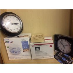 WALL CLOCKS & FLASHLIGHT SHELF LOT