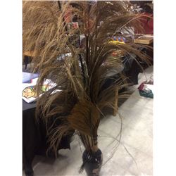 DECORATIVE VASE W/ PEACOCK FEATHERS