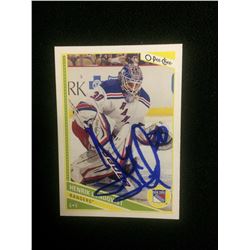 AUTOGRAPHED HENRIK LUNDQVIST 0-PEE-CHEE HOCKEY TRADING CARD NEY YORK RANGERS