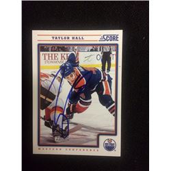 AUTOGRAPHED TAYLOR HALL SCORE HOCKEY TRADING CARD EDMONTON OILERS