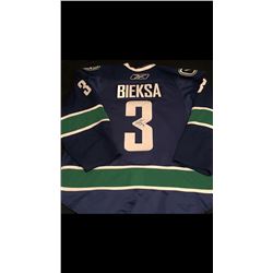 AUTOGRAPHED 2009-10 KEVIN BIEKSA GAME WORN JERSEY W/ COA VANCOUVER CANUCKS