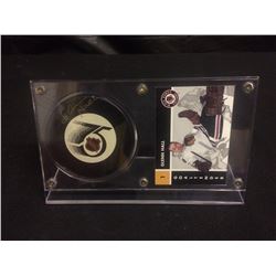 AUTOGRAPHED GLENN HALL HOCKEY PUCK W/ CARD CHICAGO BLACKHAWKS