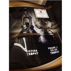 NHL VEZINA TROPHY & FRANK J SELKE TROPHY AWARDS POSTER W/ COA