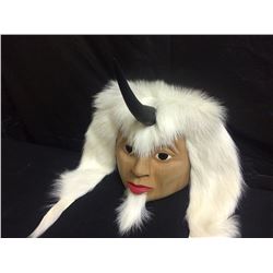 2016 SIGNED NATIVE ART MASK "ONE HORNED GOAT OF TREMLAHAM" BY STAN GREENE
