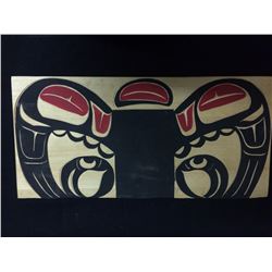 NATIVE ART WOODEN WALL PLAQUE