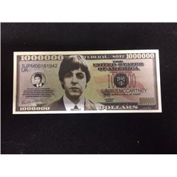 USA MILLION DOLLAR THE BEATLES NOVELTY BANK NOTE SIR PAUL MCCARTNEY