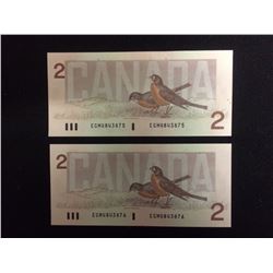 TWO DOLLAR CANADIAN SEQUENTIAL BANK NOTES