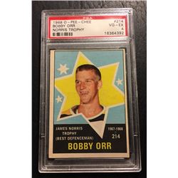 1968 O-PEE-CHEE BOBBY ORR NORRIS TROPHY HOCKEY TRADING CARD #214 VG-EX 4