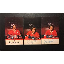 AUTOGRAPHED MONTREAL CANADIANS PROMO CARDS GUY LAFLEUR SERGE SAVARD JACQUES LAPERRIERE