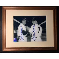 DOUBLE AUTOGRAPHED FRAMED PHOTO JOE DIMAGGIO & MICKEY MANTLE COPY