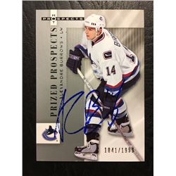 AUTOGRAPHED & NUMBERED ALEXANDRE BURROWS PRIZED PROSPECTS FLEER HOCKEY TRADING CARD