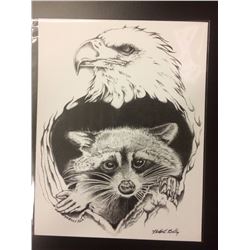 SIGNED NATIVE ART PRINT BY HUBERT BILLY