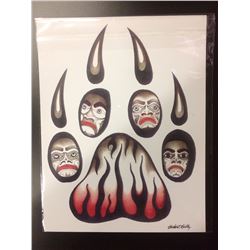 SIGNED NATIVE ART PRINT BY HUBERT BILLY