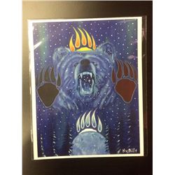 SIGNED NATIVE ART PRINT BY HUBERT BILLY