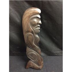 SIGNED HAND CARVED NATIVE ART "CHIEFMAN" BY FRED BAKER