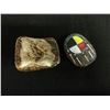 Image 1 : NATIVE ART BELT BUCKLE & DECORATIVE ROCK LOT