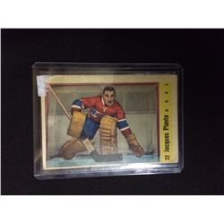 1958 PARKHURST JAQUES PLANTE HOCKEY CARD