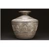 Image 1 : A SILVER ON COPPER URN, the ovoid body with nearly square shoulders rising to a cupped mouth, wit...