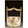 Image 1 : A KYOTO WARE VESSEL, of water bucket form, well painted with peonies and chrysanthemums., ht. 8.9...