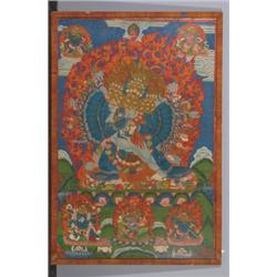 Tibetan School (18-19th c.), YAMANTAKA (JIGCHE), Tanka, ink and colour on fabric, 31.9" x 20....