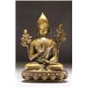 Image 1 : A BRONZE FIGURE OF TSONGKHAPA, seated on a lotus throne, his hands in, vitarkamudra, with flowe...