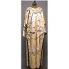 Image 1 : AN EMBROIDERED SILK INFORMAL ROBE, the gold ground worked with butterflies and lotus, the flower...