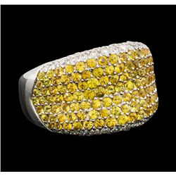 2.83 ctw Yellow Sapphire and Diamond Ring - 18KT White Gold