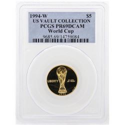 1994-W PCGS PR69DCAM US Vault Collection $5 World Cup Gold Coin