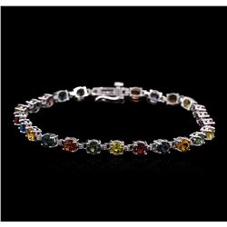 10.35 ctw Multi Color Sapphire Bracelet - 14KT White Gold