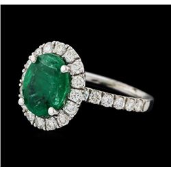 2.50 ctw Emerald and Diamond Ring - 14KT White Gold