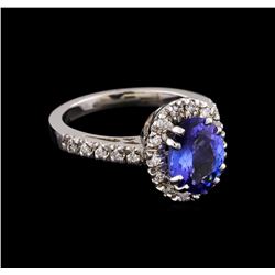 2.15 ctw Tanzanite and Diamond Ring - 14KT White Gold