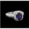 Image 1 : 1.60 ctw Sapphire and Diamond Ring - 14KT White Gold