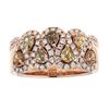 Image 1 : 0.95 ctw Yellow, Champagne, and Cognac Diamond Ring - 18KT Rose Gold