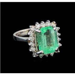 4.88 ctw Emerald and Diamond Ring - 14KT White Gold