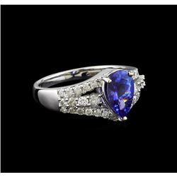 14KT White Gold 1.88 ctw Tanzanite and Diamond Ring