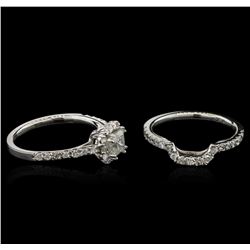 1.36 ctw Diamond Wedding Ring Set - 14KT White Gold