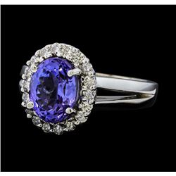 3.11 ctw Tanzanite and Diamond Ring - 14KT White Gold