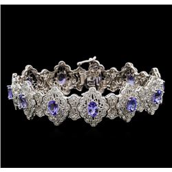 14KT White Gold 7.92 ctw Tanzanite and Diamond Bracelet