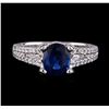 Image 2 : 1.77 ctw Sapphire and Diamond Ring - 18KT White Gold