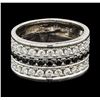 Image 2 : 0.84 ctw Diamond and Black Diamond Ring - 18KT White Gold
